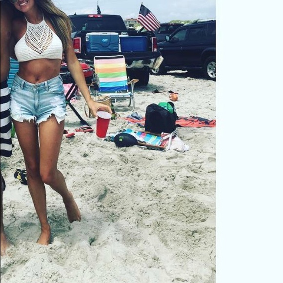 Nude Crochet Halter Beach Top - Picture 3 of 5